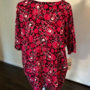 LuLaRoe Disney's Minnie Mouse Motif Oversized Tunic Top size XXS